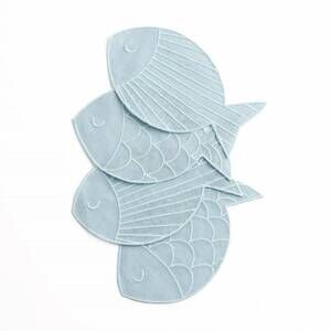 NEW PIECEWORK PUZZLES sardine cocktail napkins - set of 4 in blue